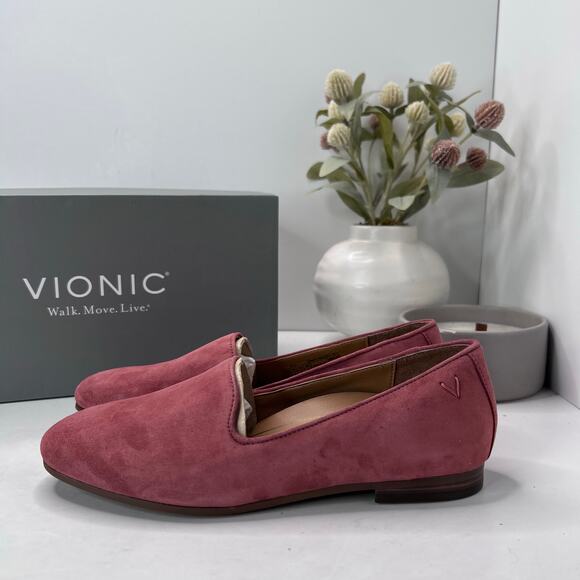 New Vionic Willa Slip On Comfort Loafer Shoes Pink Suede Leather Women's 6M NWB - Picture 3 of 10